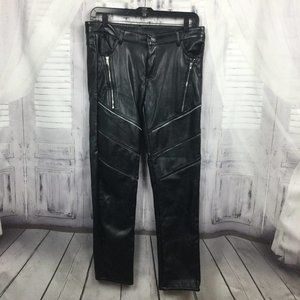 Faux Leather Pants Black Zipper Décor Rocker 8